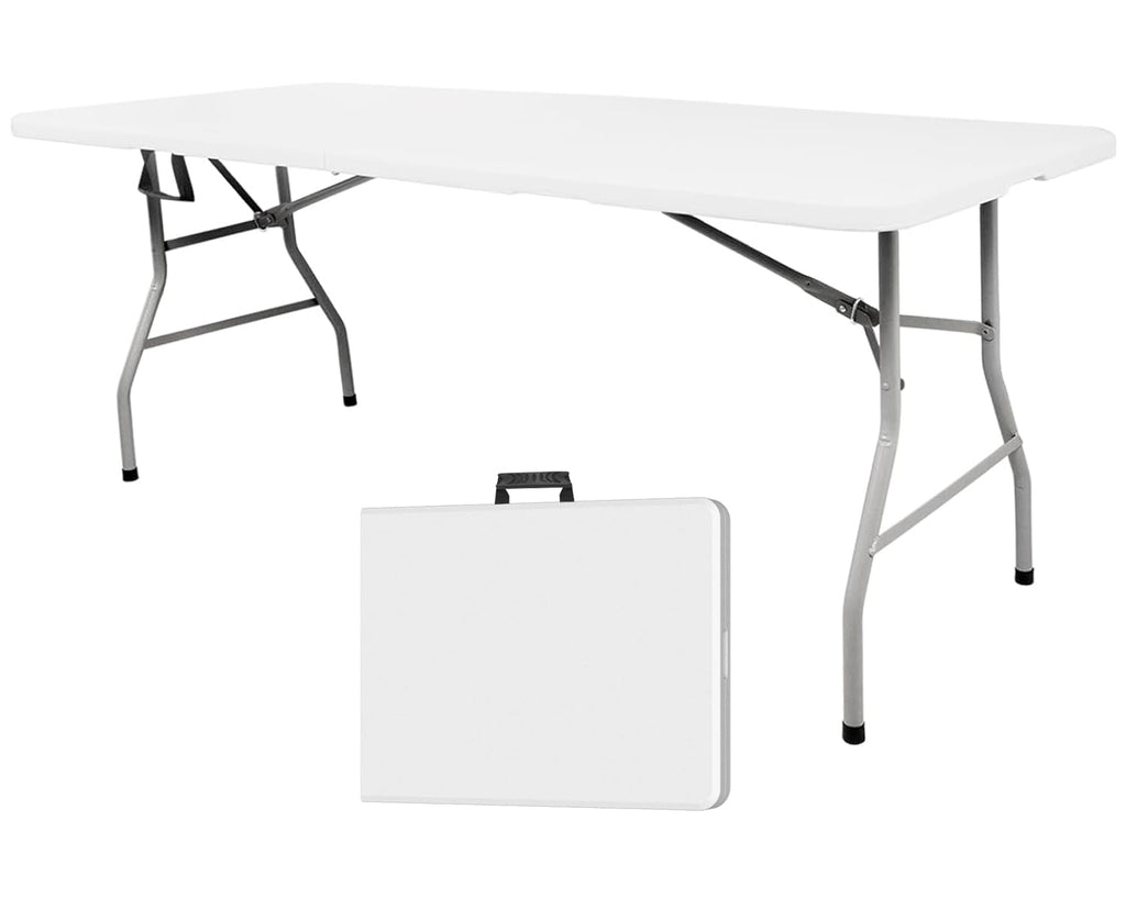 6ft White Folding Plastic Table with Handle E683577