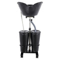 Portable Shampoo Bowl with Dual Buckets, Adjustable Height, Electric Pump, Foot Pedal Control, Black F174