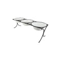 Pearl White Raised Feeder with Stainless Steel Bowls M702