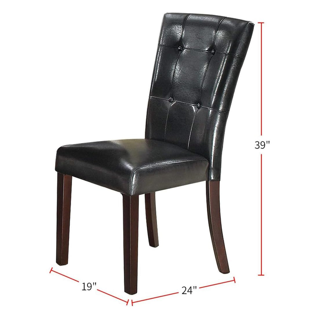 Black Faux Leather Tufted Parson Chairs Set of 2 Y6361