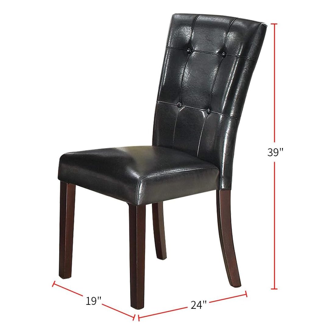 Black Faux Leather Tufted Parson Chairs Set of 2 Y6361
