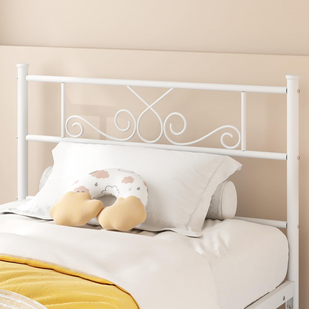 White Metal Twin Size Bed Frame with Headboard W11828