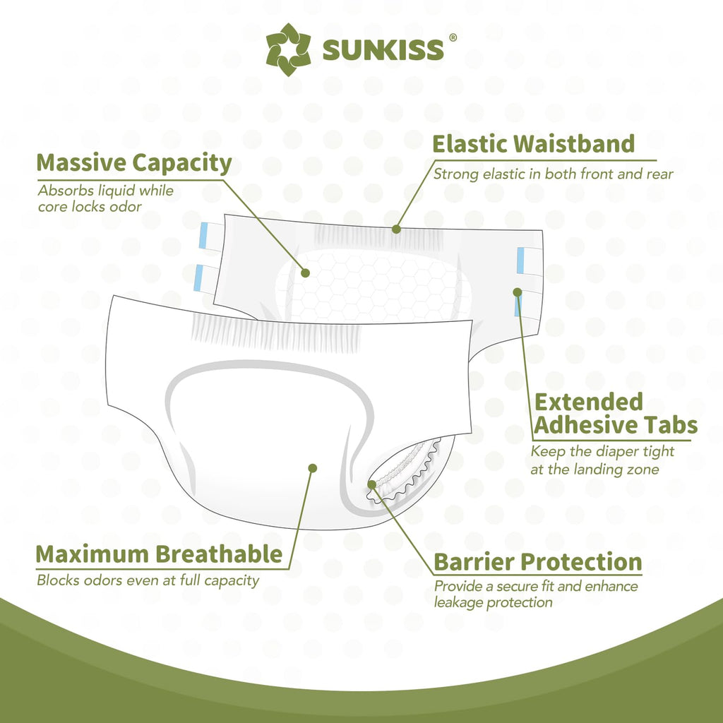 Adult Diapers with Tabs, L/XL, White, 40 Count U29193