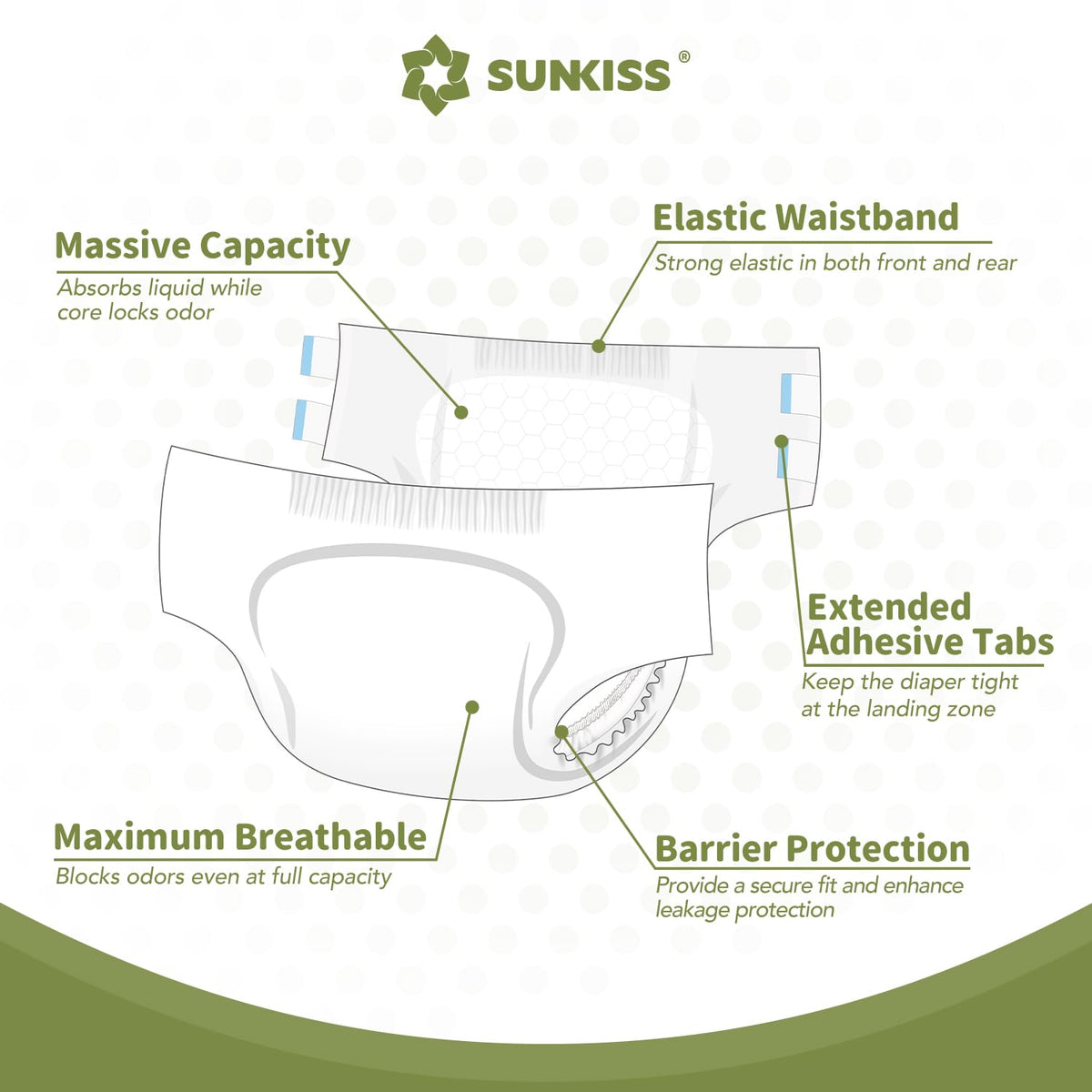 Adult Diapers with Tabs, L/XL, White, 40 Count U29193