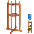 Solid Wood Water Dispenser Floor Stand with 2 Round Shelfs Z63393