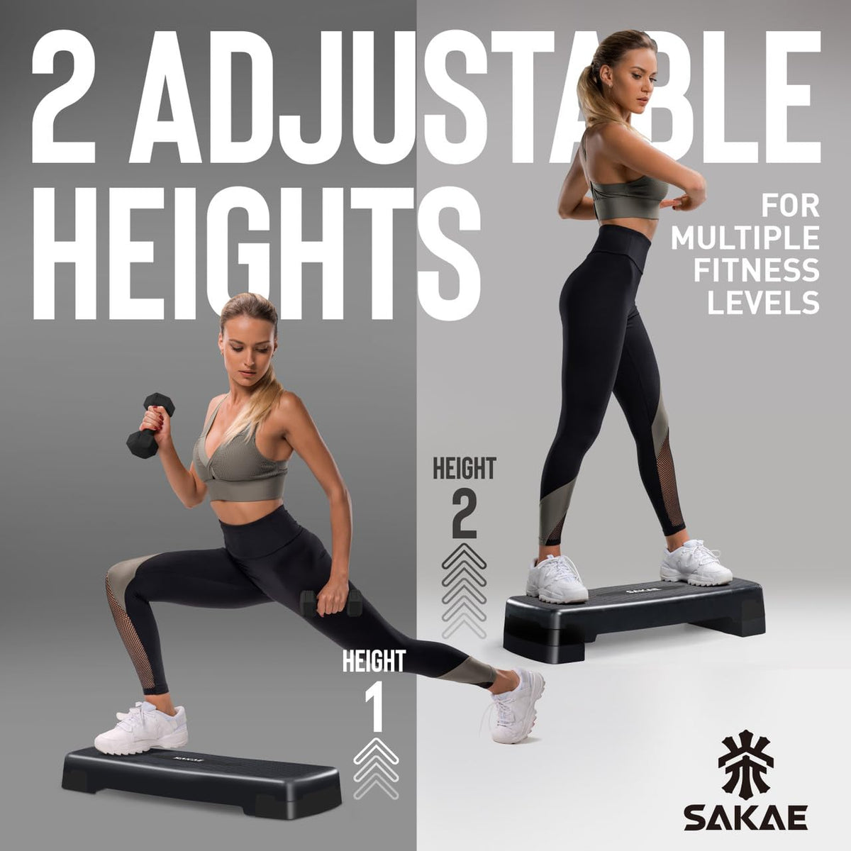 Adjustable Aerobic Stepper Kit with Dumbbells & Kettlebell & Weightlifting Belt & Measuring Tape F4195