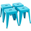 Teal Blue 18 Inch Metal Stools Set of 4 V63660
