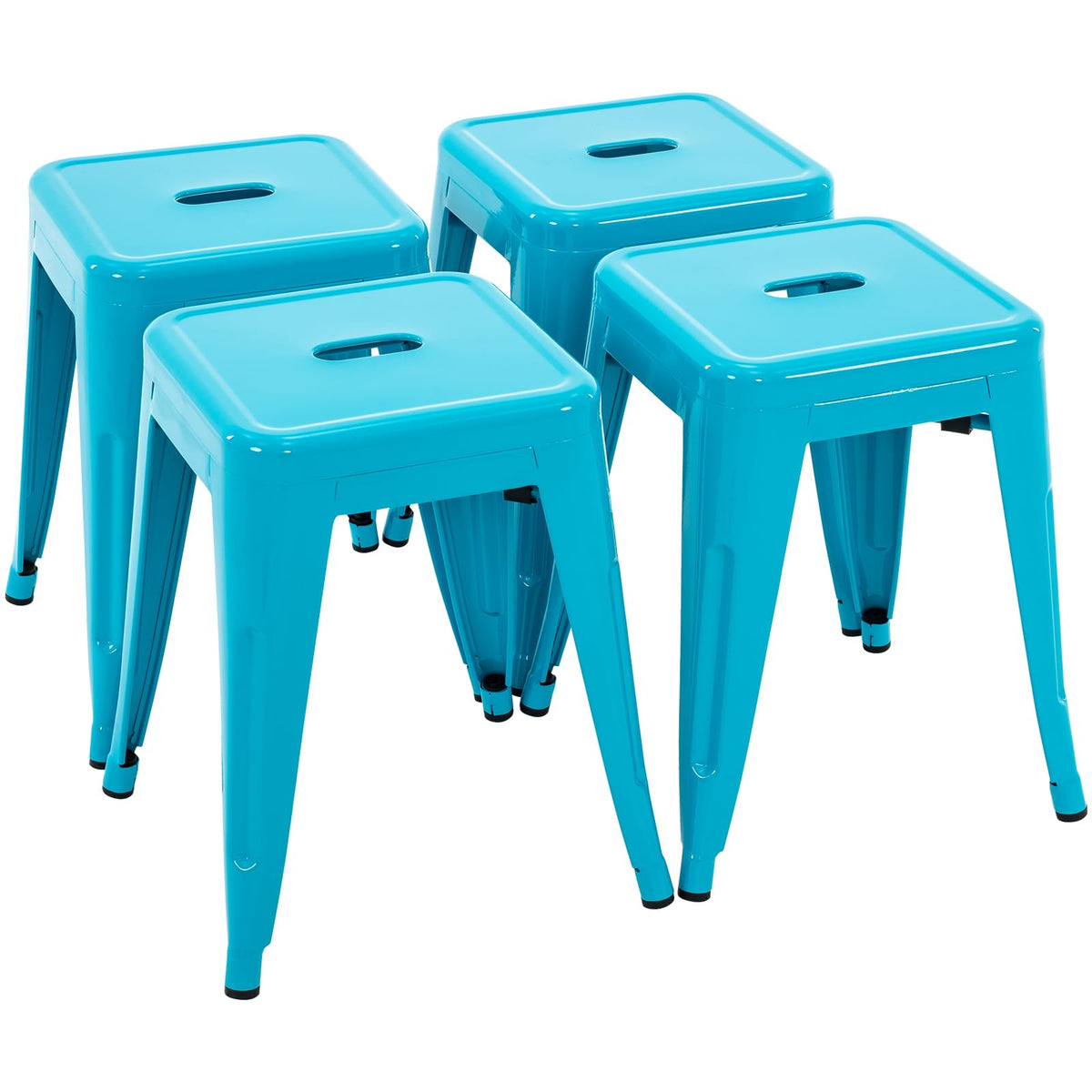 Teal Blue 18 Inch Metal Stools Set of 4 V63660