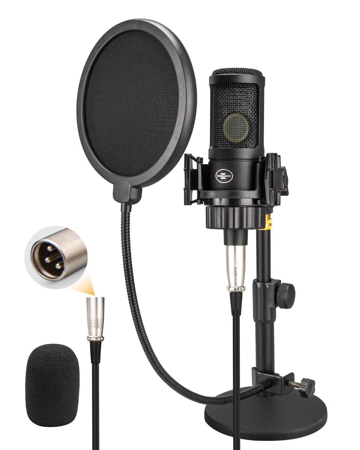 XLR Condenser Microphone with 26mm Large Diaphragm Cardioid Recording Studio Mic Kit W21032
