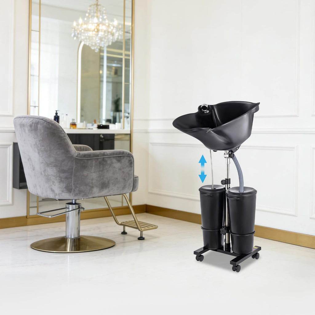 Portable Shampoo Bowl Electric Pump 2 Buckets Height Adjustable Y577