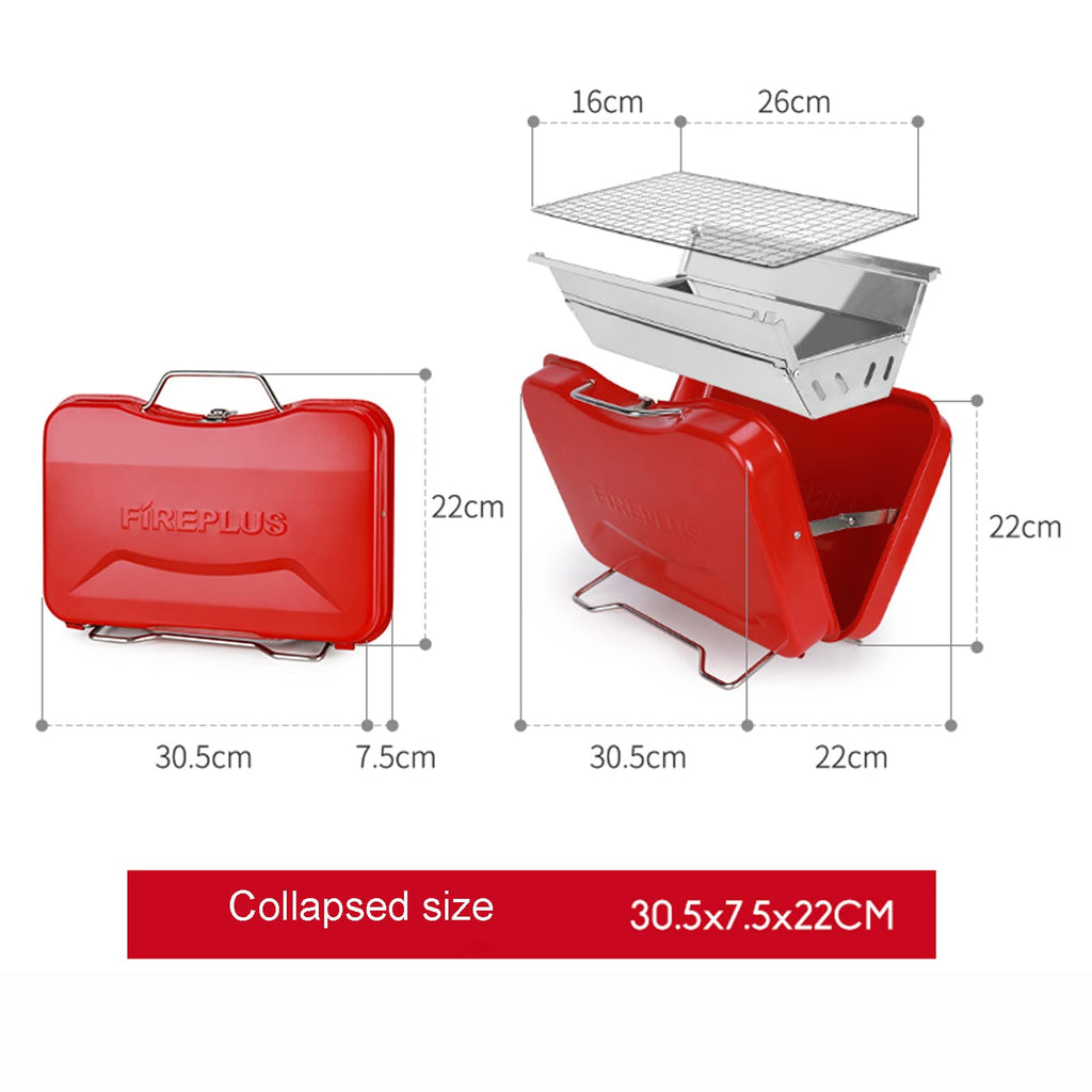 Foldable Portable Stainless Steel Charcoal BBQ Grill W99416