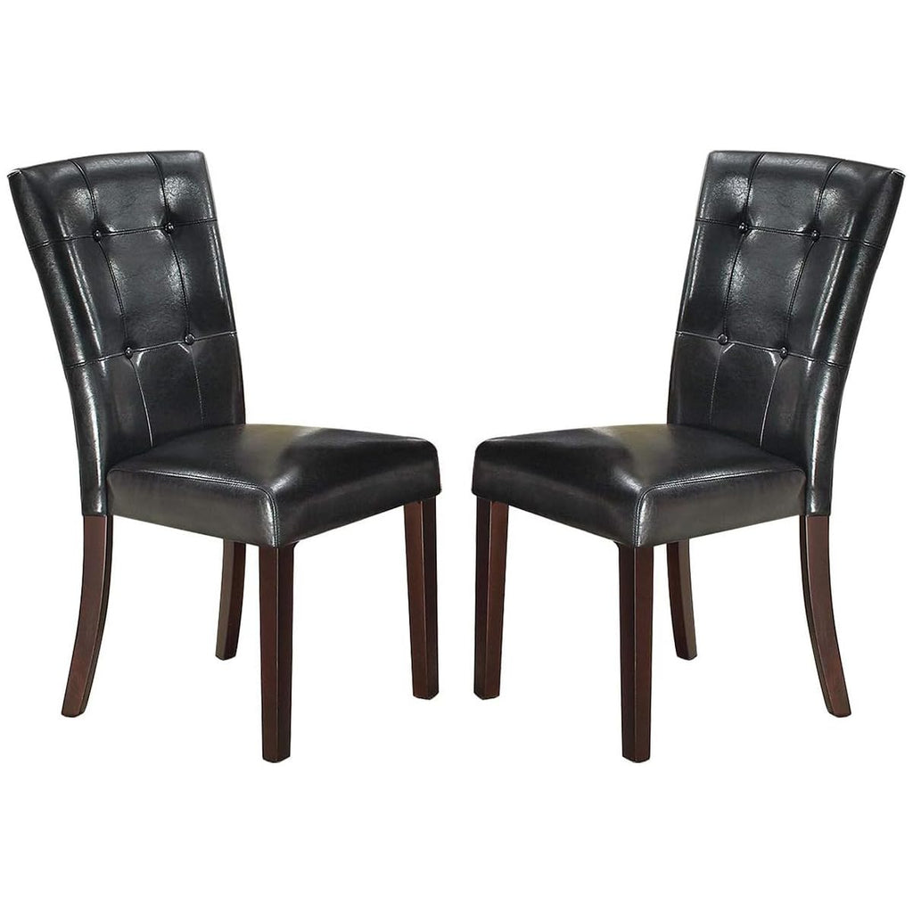 Black Faux Leather Tufted Parson Chairs Set of 2 Y6361