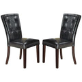 Black Faux Leather Tufted Parson Chairs Set of 2 Y6361