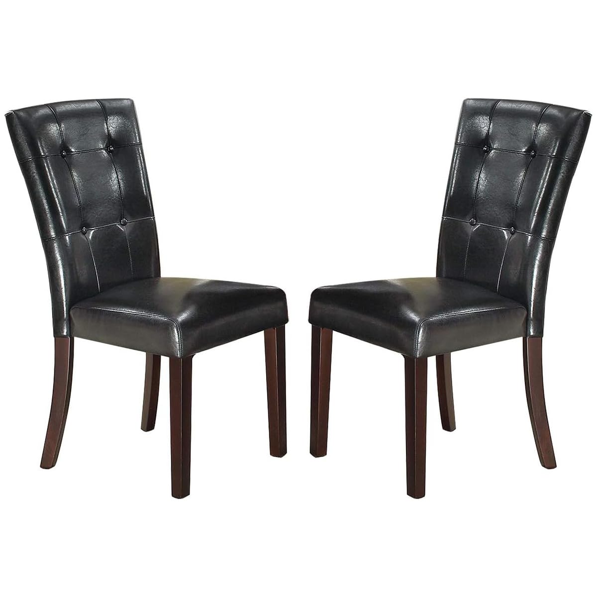 Black Faux Leather Tufted Parson Chairs Set of 2 Y6361