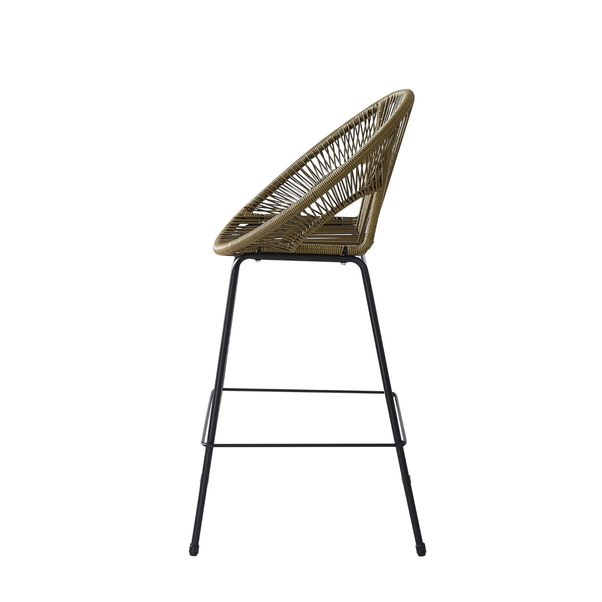 24" Height Metal Legs Faux Wicker Barstool Set of 2 M77396