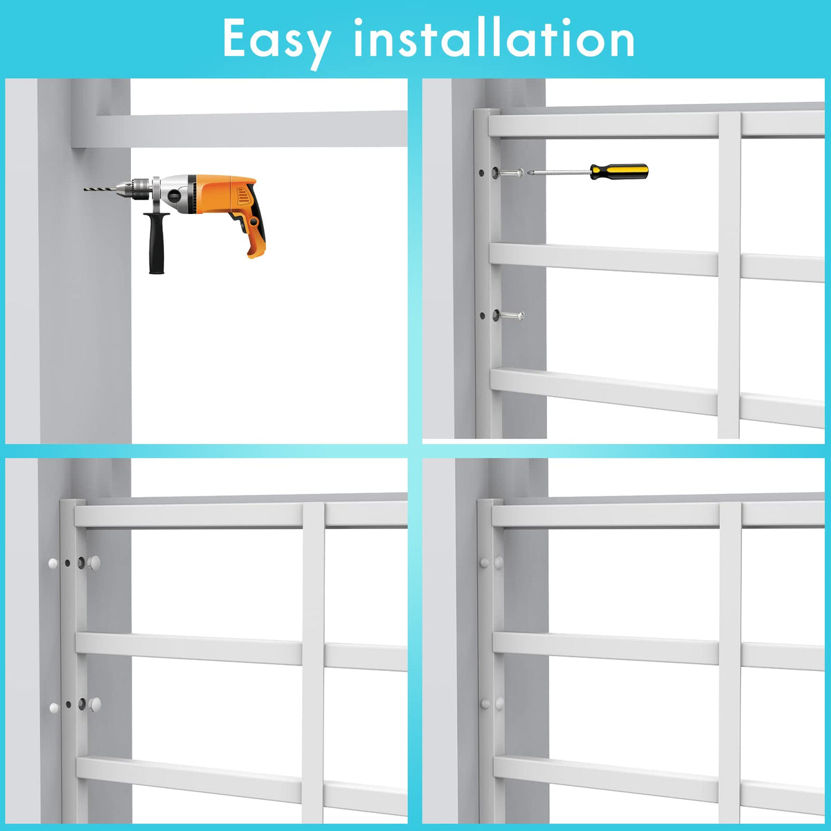 Adjustable White Window Safety Guard A93236