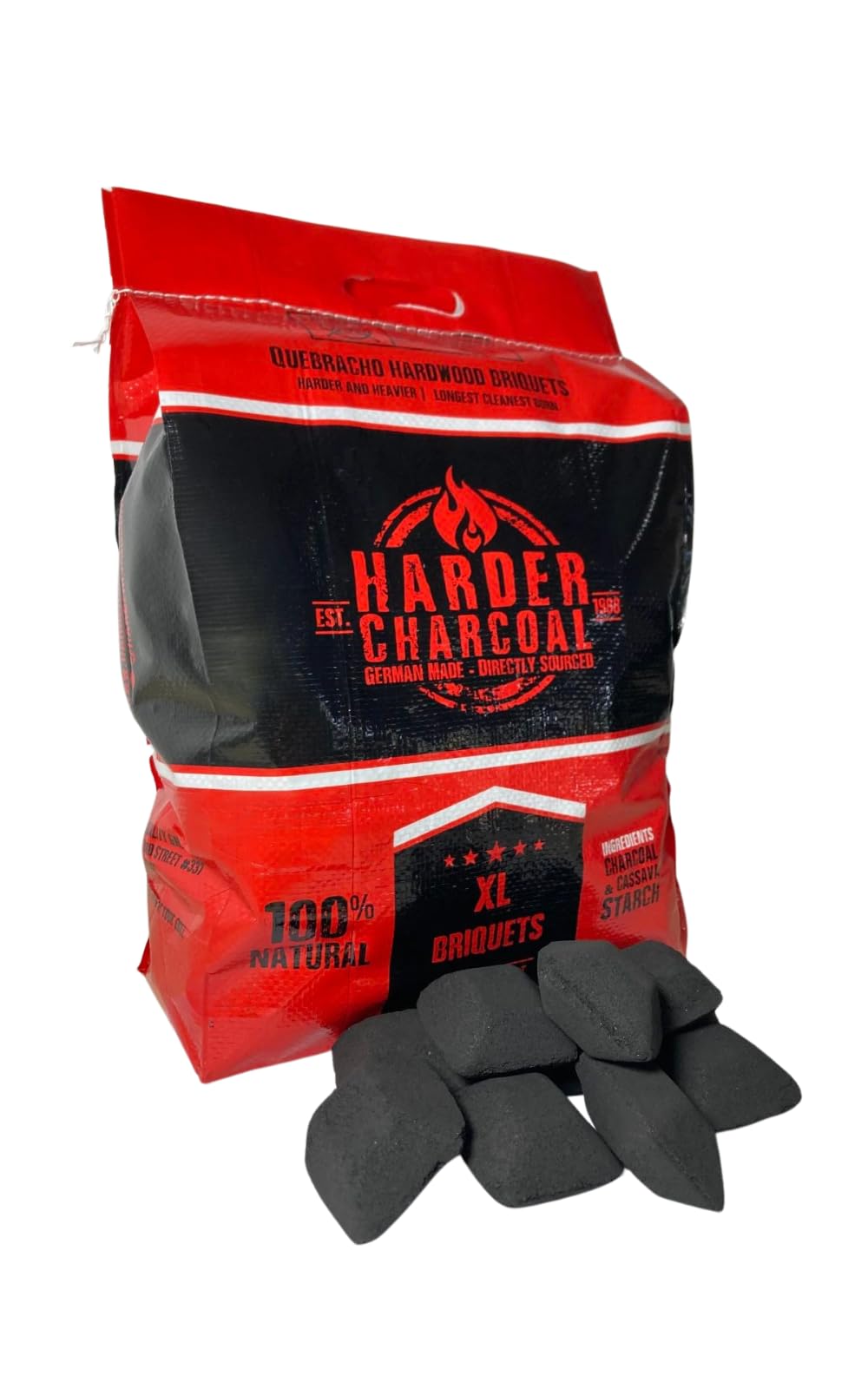 XL Quebracho Hardwood Briquets, Natural Wood Charcoal with Cassava Starch (10 LB) R677666