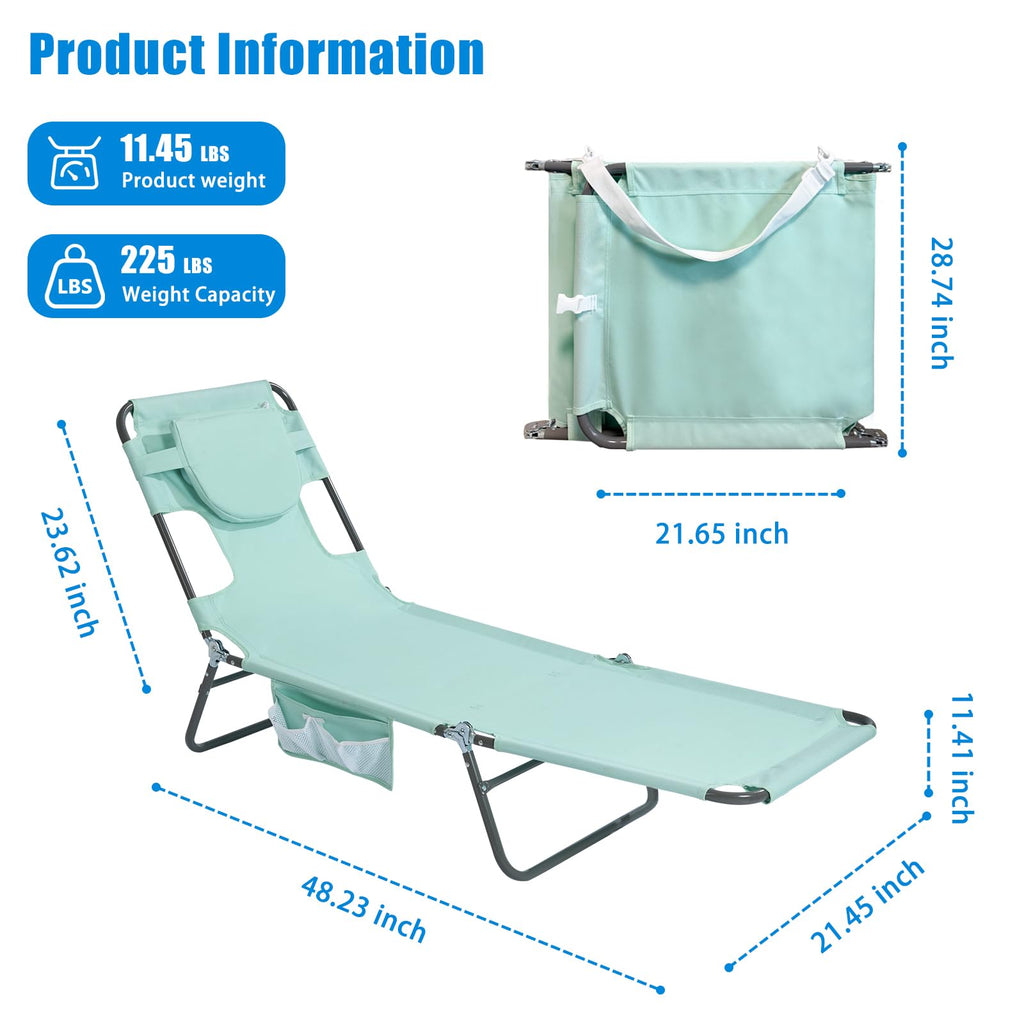 Portable Folding Beach Chair with Face Hole M930953
