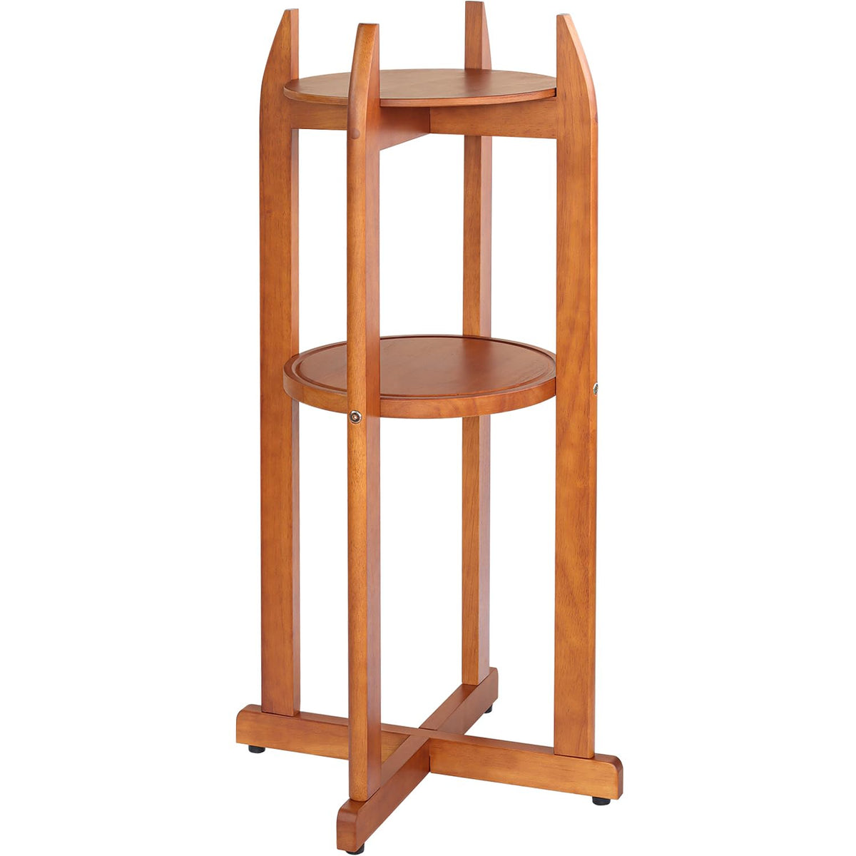 Solid Wood Water Dispenser Floor Stand with 2 Round Shelfs Z63393