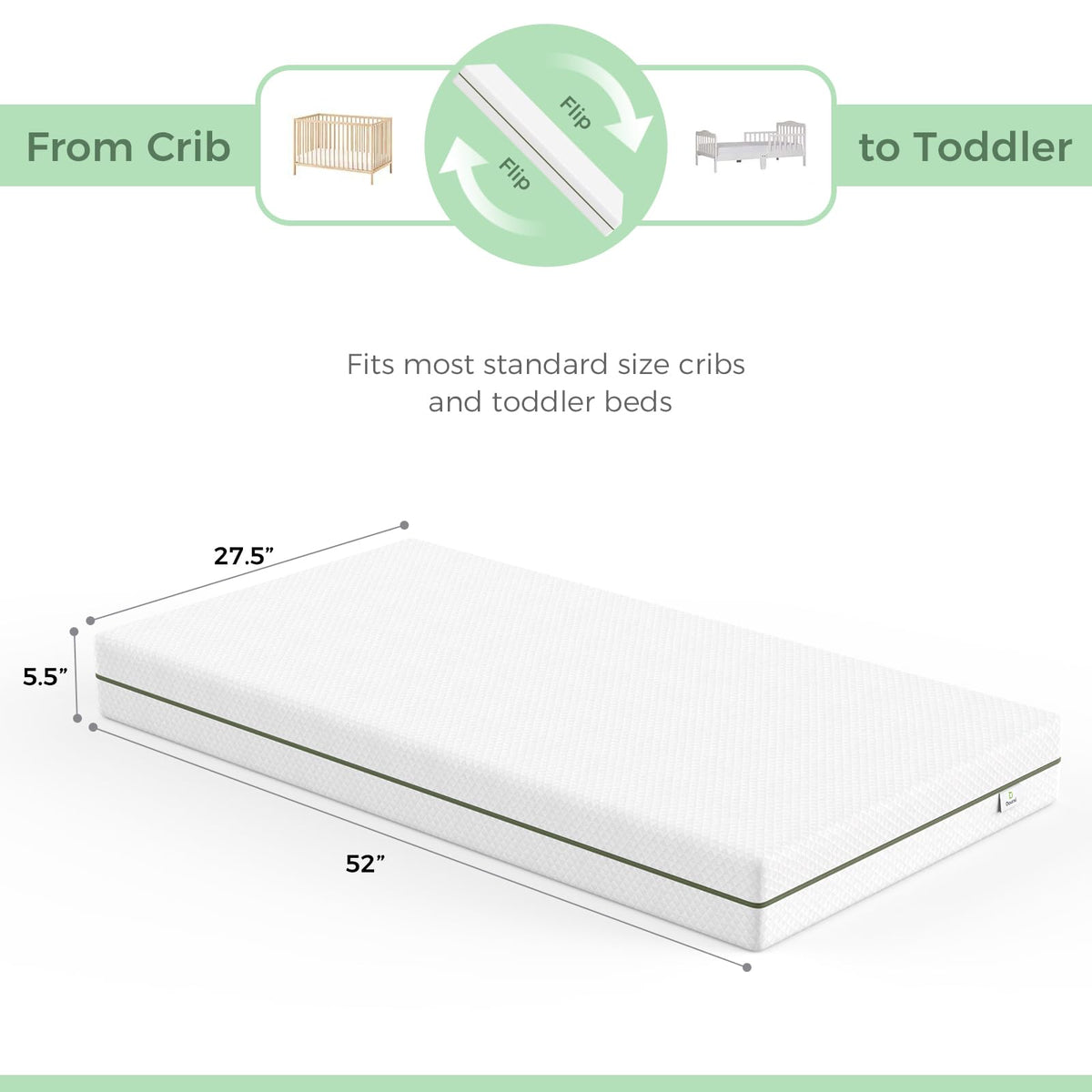 Dual-Sided Baby and Toddler Crib Mattress G60733