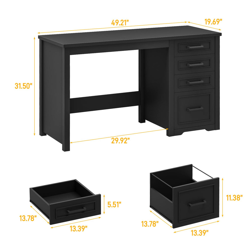Black Executive Desk with File Drawer Q2763