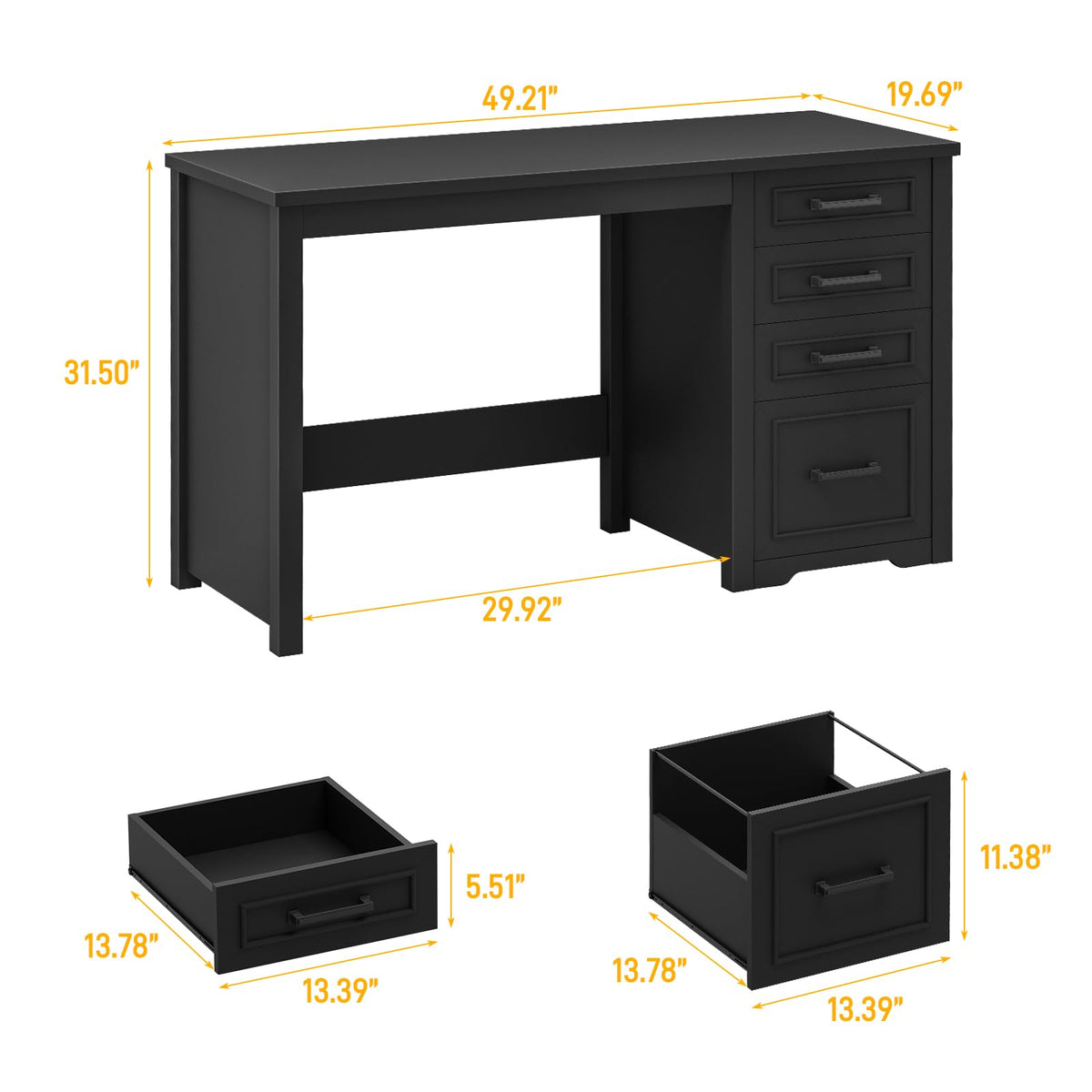 Black Executive Desk with File Drawer Q2763