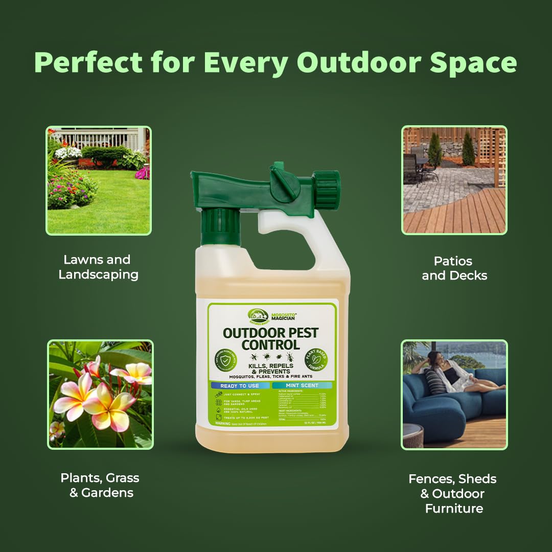 Outdoor Pest Spray with Hose End Sprayer 32 OZ Mint X6287