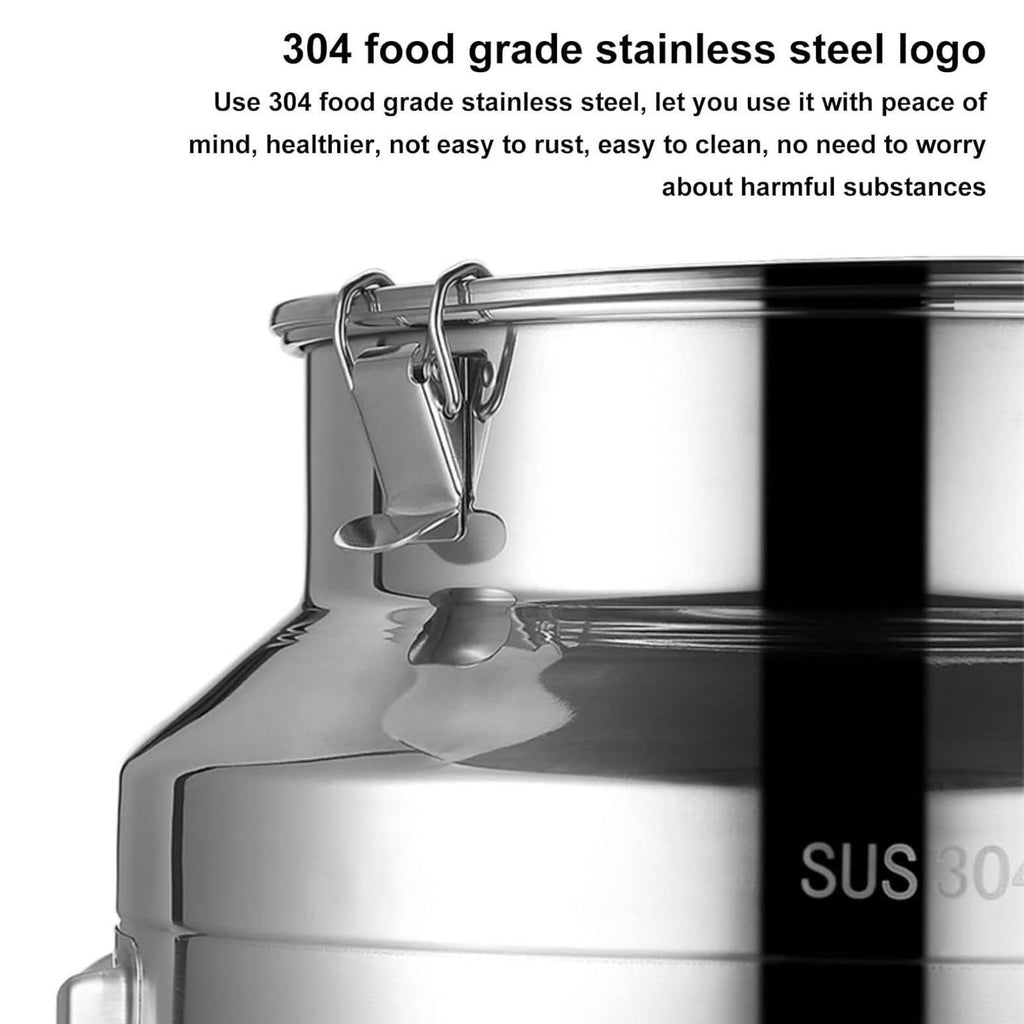 304 Stainless Steel Airtight Food Storage Container with Lid Faucet and Handles Z943654