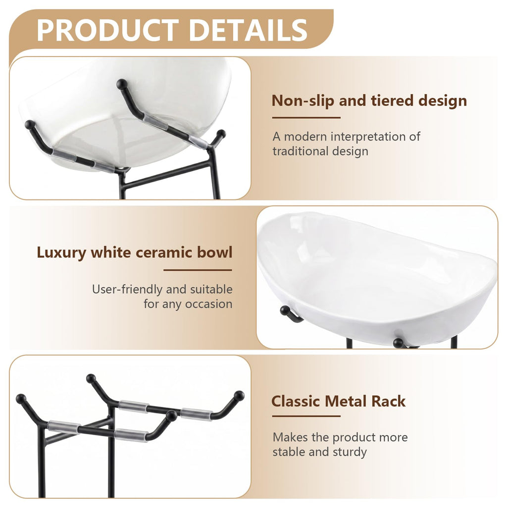 3 Tier Ceramic Fruit Bowl with Metal Stand V16297