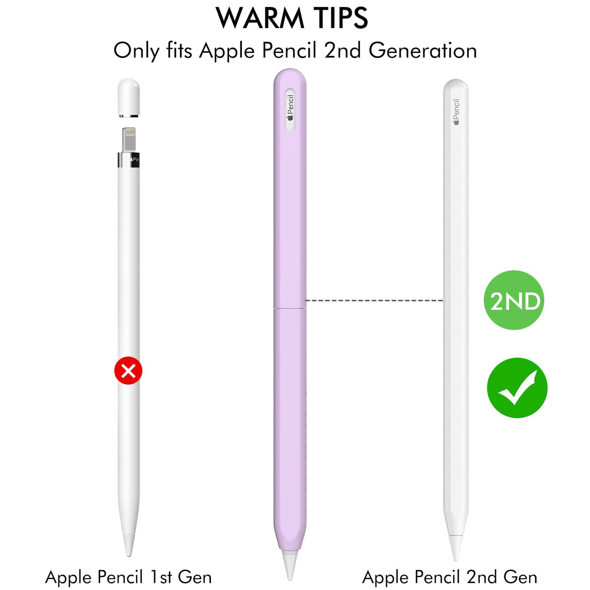 2 Pack Silicone Case for Apple Pencil 2nd Generation A12653