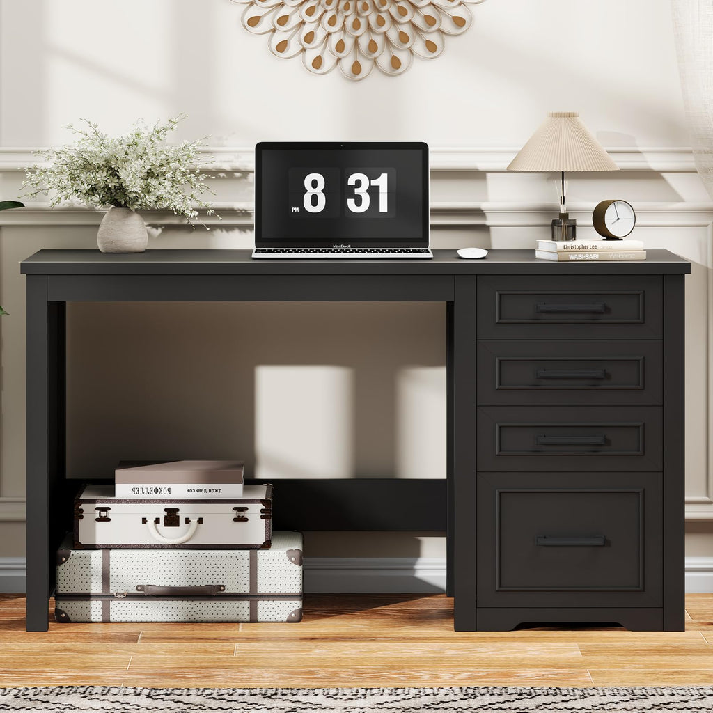 Black Executive Desk with File Drawer Q2763