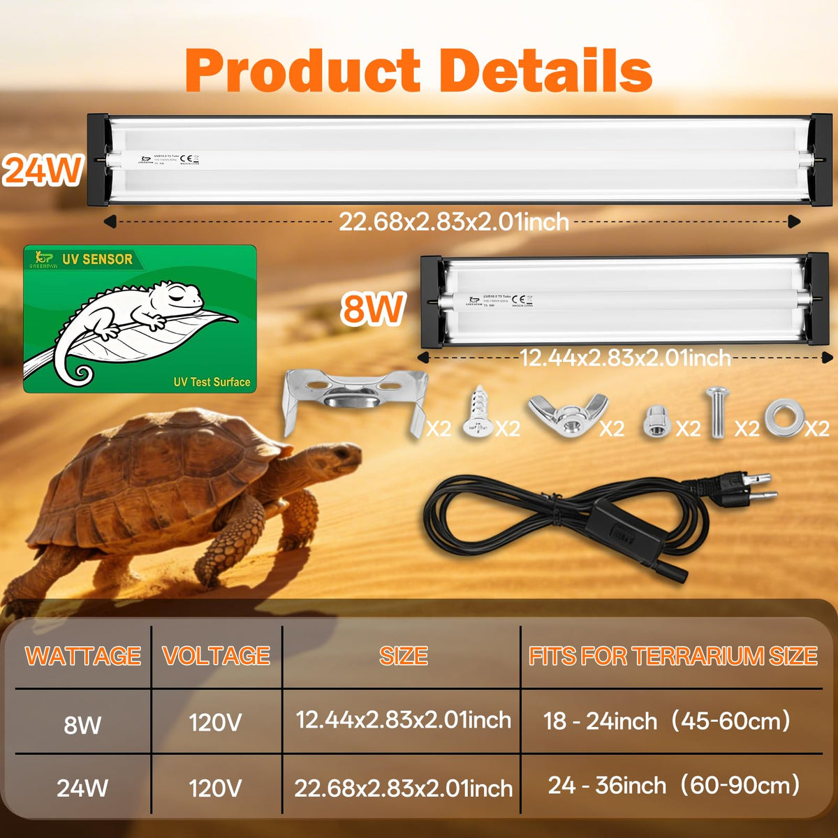 24W 22'' UVB Reptile Light Fixture Combo Kit I187203