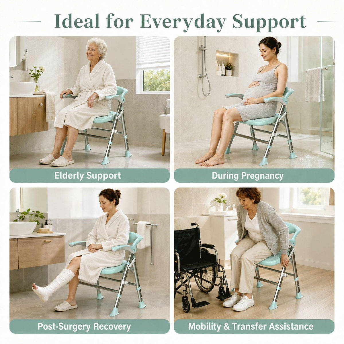 Heavy Duty Shower Chair with Arms and Back S1543