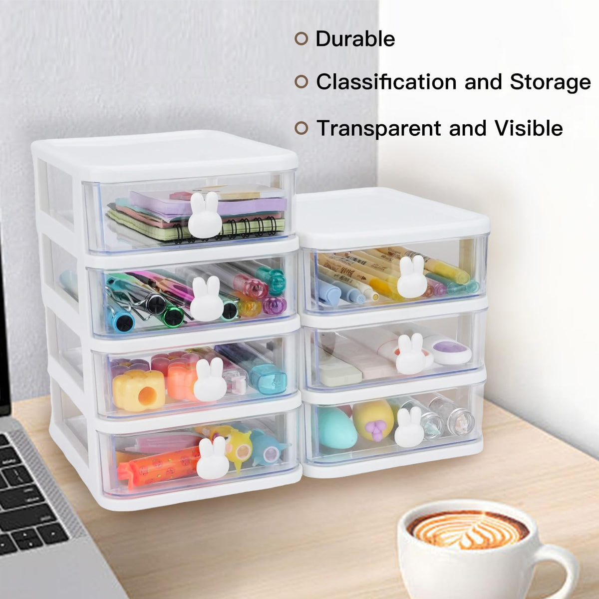 White 3 Tier Small Desk Organizer with Drawer Q86135