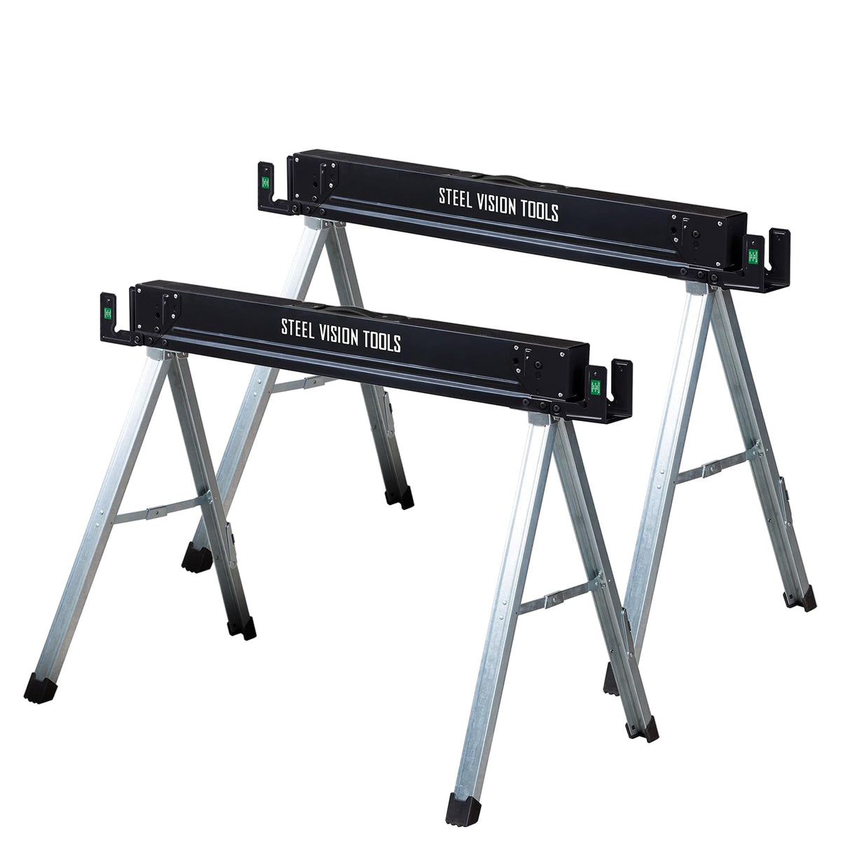 Folding Heavy Duty Metal Sawhorse 2 Pack with 2x4 Support Bracket B661