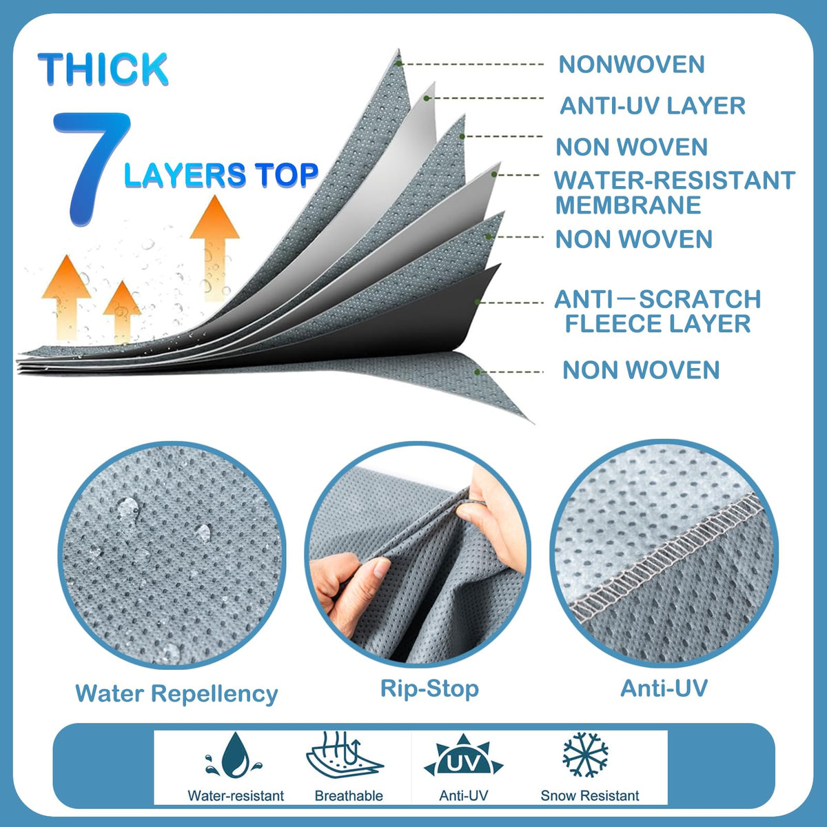 7 Layers Heavy Duty Travel Trailer RV Cover 16-18FT M998