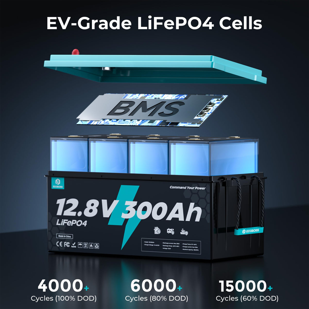 12V 300Ah LiFePO4 Deep Cycle Lithium Battery O656056