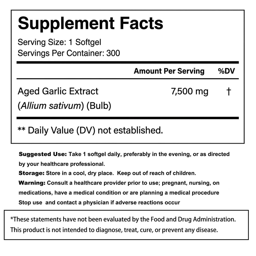 Odorless Aged Garlic Extract Supplement, 300 Softgels E6303
