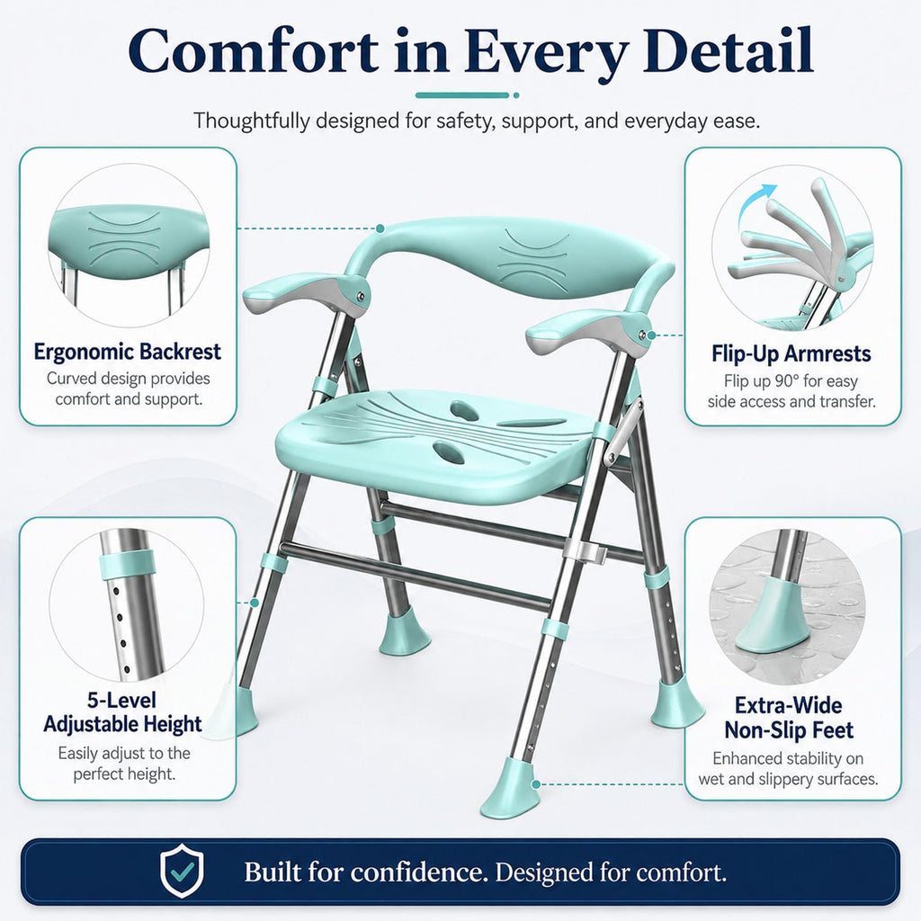 Heavy Duty Shower Chair with Arms and Back S1543