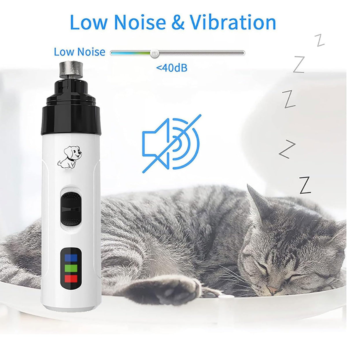 Rechargeable Quiet Low Vibration Electric Dog Nail Grinder & Trimmer with LED Light T58119