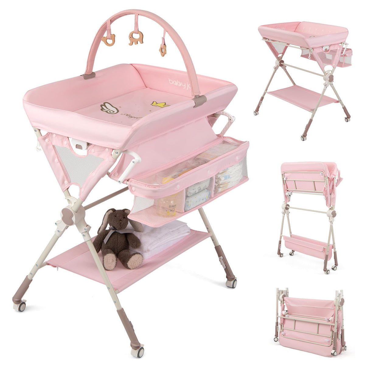 Portable Foldable Baby Changing Table with Wheels G629577