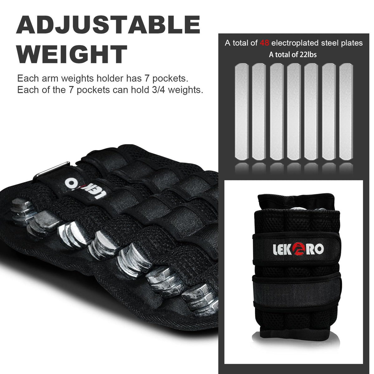 Ankle Weights Wrist Weights, 1 Pair Adjustable Removable Steel B520250