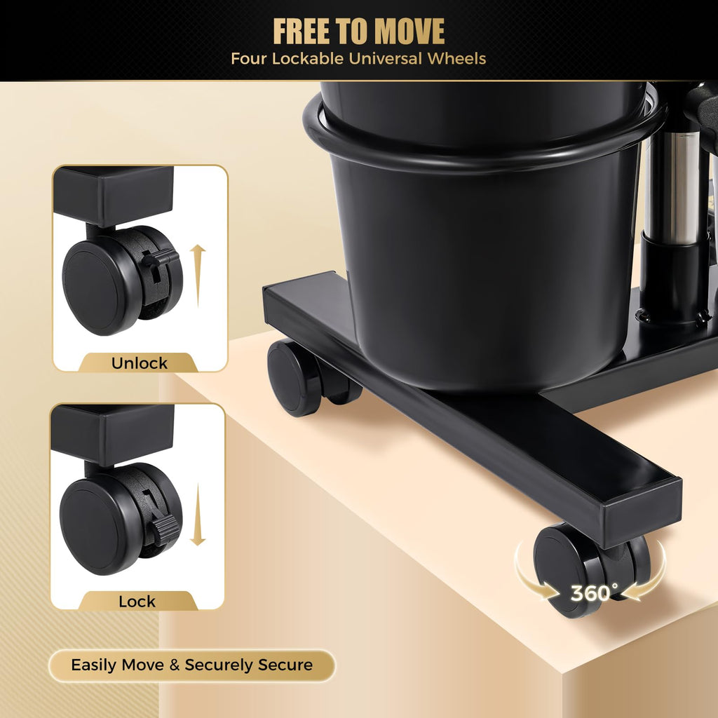 Portable Shampoo Bowl with Dual Buckets, Adjustable Height, Electric Pump, Foot Pedal Control, Black F174