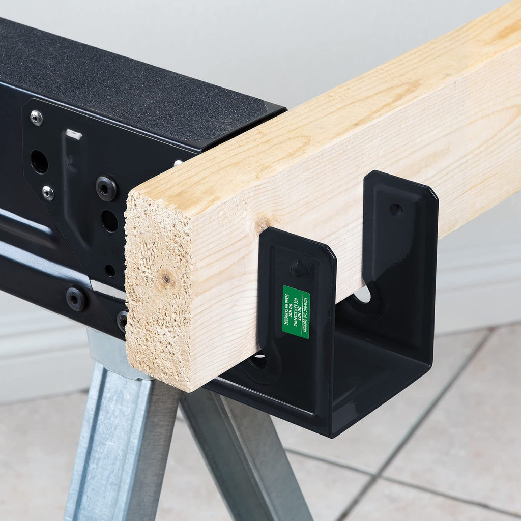 Folding Heavy Duty Metal Sawhorse 2 Pack with 2x4 Support Bracket B661