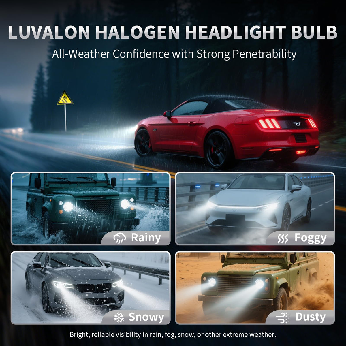 H4 Halogen Headlight Bulb 6000K Cool White Pack of 2 U800