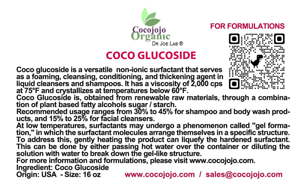 16 oz Plant Derived Coco Glucoside Surfactant W144