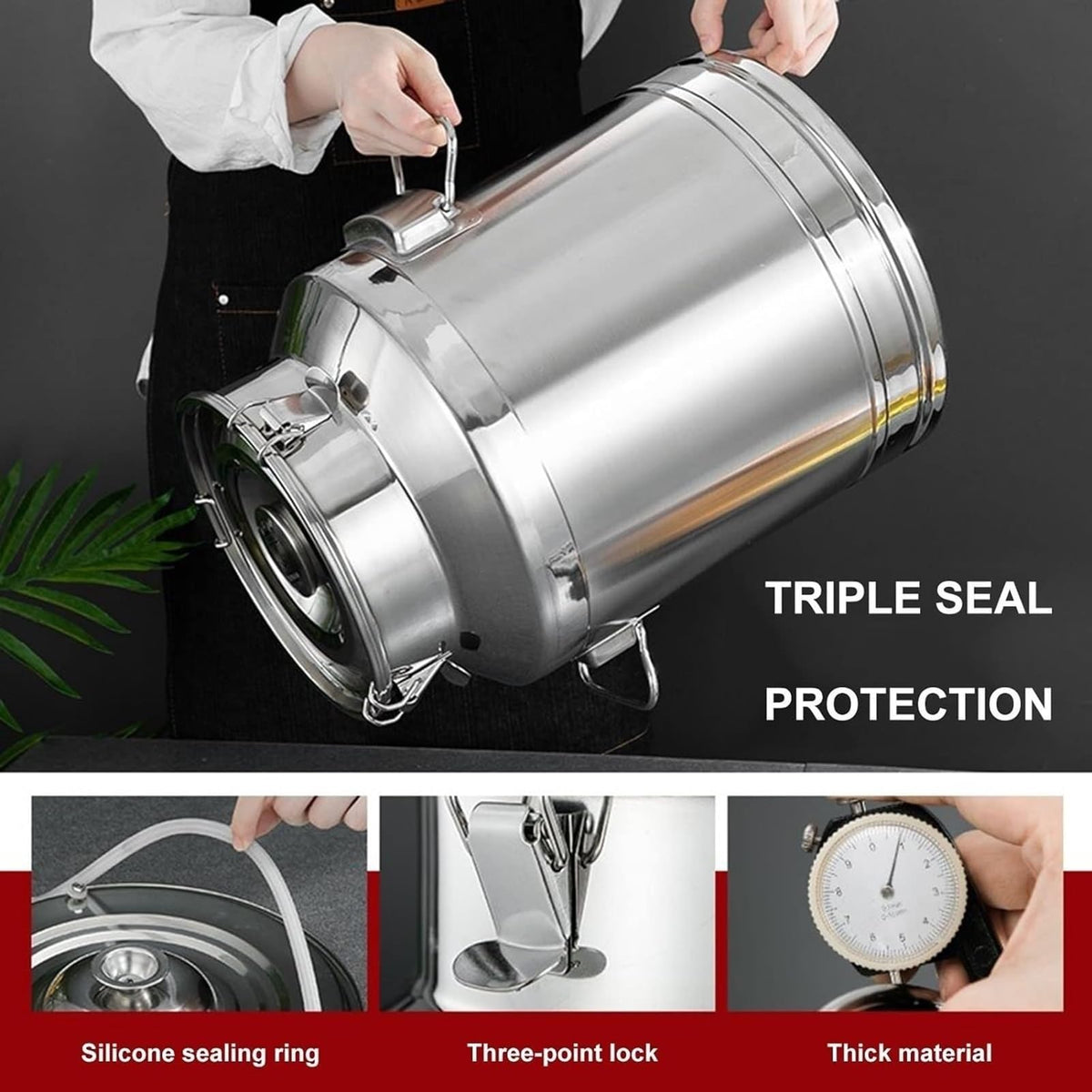 304 Stainless Steel Airtight Food Storage Container with Lid Faucet and Handles Z943654