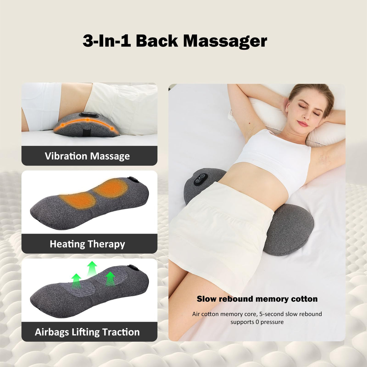 Back Massager with Heat, Vibration, Airbag Stretch M129408