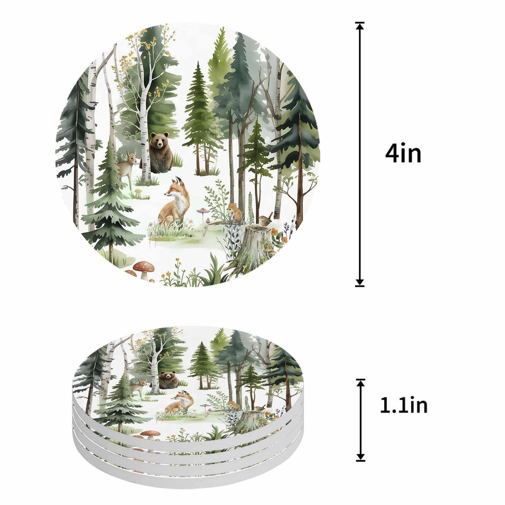 Absorbent Stone Ceramic Coaster with Cork Back, Set of 8 N78574