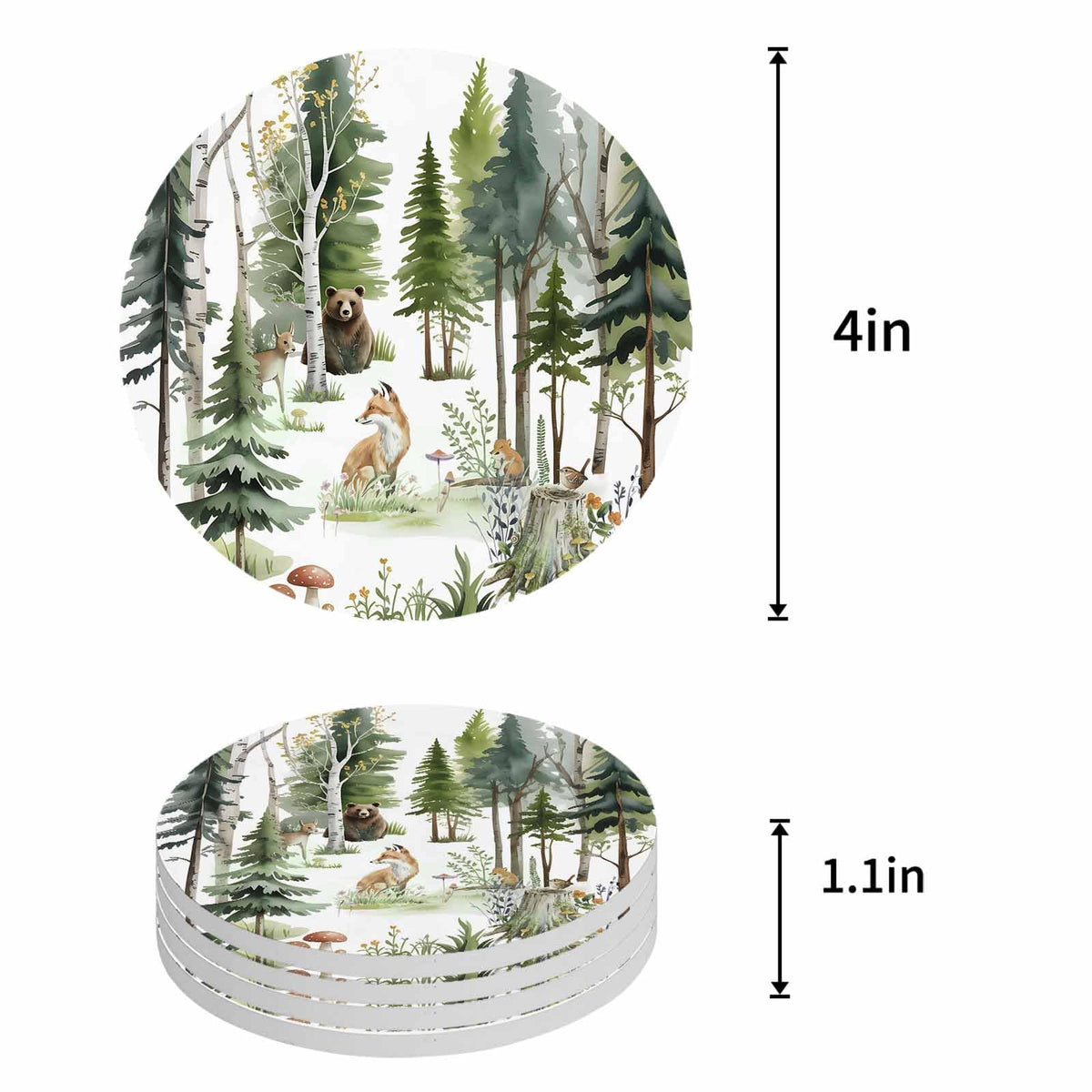 Absorbent Stone Ceramic Coaster with Cork Back, Set of 8 N78574